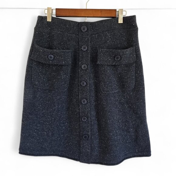 Sundance Womens Wool Blend Button Front Skirts Pockets Small Blue Gray Speckled - Picture 2 of 9